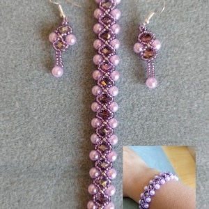 Lavender szett, Ékszer, Ékszerszett, Gyöngyfűzés, gyöngyhímzés, MESKA