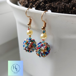 Funny ball fülbevaló, Ékszer, Fülbevaló, Fülékszer, Gyöngyfűzés, gyöngyhímzés, MESKA