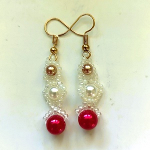 Trojka fülbevaló, Ékszer, Fülbevaló, Lógó fülbevaló, Gyöngyfűzés, gyöngyhímzés, MESKA