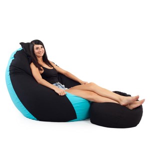 Fekete - Türkiz ALL IN Bicolor XXL Babzsákfotel Garnitúra, , , MESKA