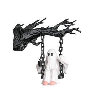 Halloween fali dekoráció, hintázó szellem faágon � falidísz figura, 11 x 11 x 7 cm - otthon & életmód - dekoráció - halloween - halloweeni figurák - Meska.hu