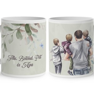 Kérd a neveddel - Apa és és a három fiú mintás bögre, Otthon & Életmód, Konyhafelszerelés, tálalás, Tálalás, Bögre & Csésze, , MESKA