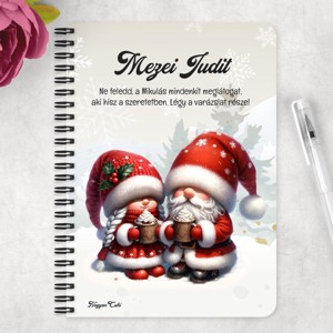 Személyre szabható - Forró csokis karácsonyi manók mintás A5-ös füzet - otthon & életmód - papír, írószer - jegyzetfüzet & napló - Meska.hu