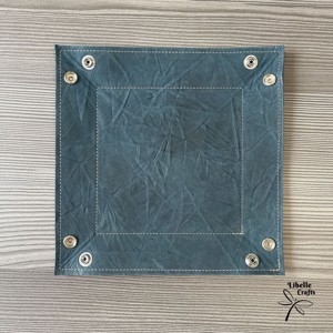 Színes bőr tálca - gyűrt kékes-zöld - otthon & életmód - dekoráció - asztal és polc dekoráció - dekorációs tál, tartó - Meska.hu