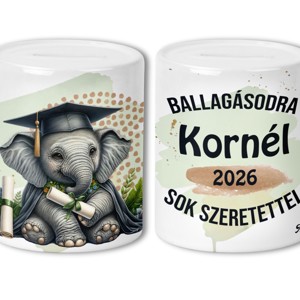 Névvel kérhető Elefánt - 2026 évi Ballagásra mintás persely, , , Stílusos pénzátadás, ami örök emlék marad! Szeretnéd az anyagi támogatást a megszokott, unalmas bor..., MESKA
