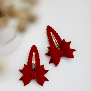 Piros bársony csat szett - ruha & divat - hajdísz & hajcsat - hajcsat & hajtű - Meska.hu