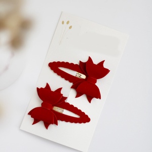 Piros bársony csat szett - ruha & divat - hajdísz & hajcsat - hajcsat & hajtű - Meska.hu