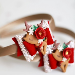 Téli rénszarvas hajráf, hajpánt - ruha & divat - hajdísz & hajcsat - hajráf & hajpánt - Meska.hu