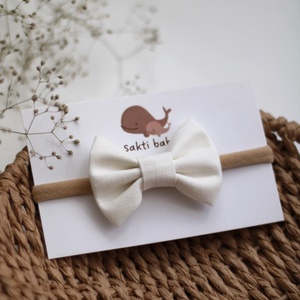 Ekrü midi masnis elasztikus fejpánt , baba fejpánt, hajpánt - Meska.hu