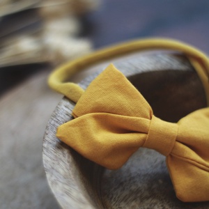 Okker  elasztikus fejpánt , baba fejpánt, hajpánt - ruha & divat - hajdísz & hajcsat - hajráf & hajpánt - Meska.hu