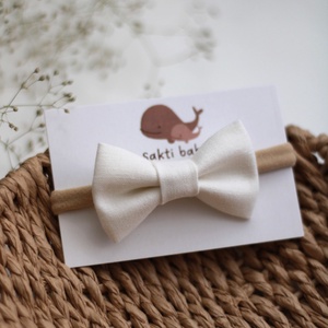 Ekrü sima masnis elasztikus fejpánt , baba fejpánt, hajpánt - Meska.hu