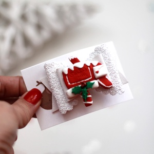 Karácsonyi postaláda hajcsat, gyerek hajcsat, hajcsat, Ruha & Divat, Hajdísz & Hajcsat, Hajcsat & Hajtű, , MESKA