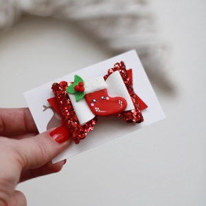 Karácsonyi csizmás hajcsat, gyerek hajcsat, hajcsat - Meska.hu