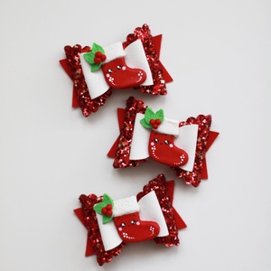 Karácsonyi csizmás hajcsat, gyerek hajcsat, hajcsat - ruha & divat - hajdísz & hajcsat - hajcsat & hajtű - Meska.hu