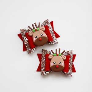 Karácsonyi rénszarvas  hajcsat, gyerek hajcsat, hajcsat - ruha & divat - hajdísz & hajcsat - hajcsat & hajtű - Meska.hu