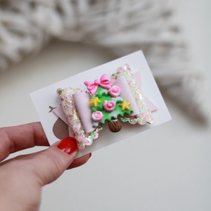 Rózsaszín karácsonyfa  hajcsat, Ruha & Divat, Hajdísz & Hajcsat, Hajcsat & Hajtű, , MESKA