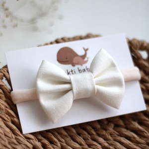 Ekrü midi masnis elasztikus fejpánt , baba fejpánt, hajpánt - Meska.hu