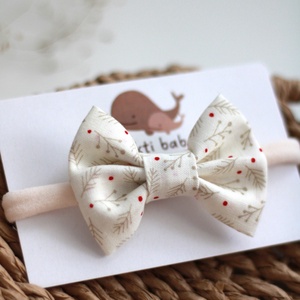 Ekrü fenyőág midi masnis elasztikus fejpánt , baba fejpánt, hajpánt - Meska.hu