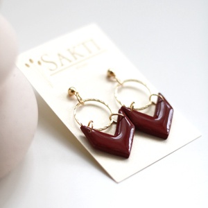 Bordó karikával kombinált függő fülbevaló - ékszer - fülbevaló - lógó fülbevaló - Meska.hu