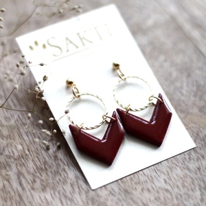 Bordó karikával kombinált függő fülbevaló - ékszer - fülbevaló - lógó fülbevaló - Meska.hu