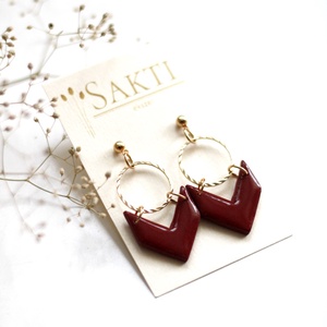 Bordó karikával kombinált függő fülbevaló - ékszer - fülbevaló - lógó fülbevaló - Meska.hu