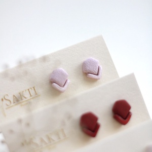 Púder elegáns gomb fülbevaló, gomb fülbevaló, Ékszer, Fülbevaló, Pötty fülbevaló, Gyurma, Ékszerkészítés, MESKA