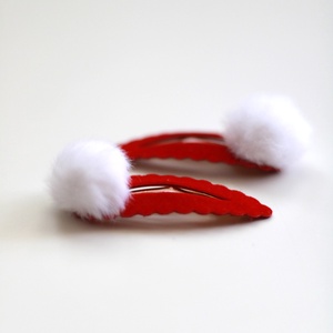 Piros, pompomos csitcsat,  hajcsat szett, Ruha & Divat, Hajdísz & Hajcsat, Hajcsat & Hajtű, , MESKA