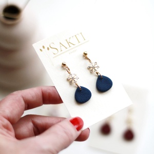 Kék, hópihés fülbevaló, függő fülbevaló, Ékszer, Fülbevaló, Lógó fülbevaló, Ékszerkészítés, Gyurma, MESKA