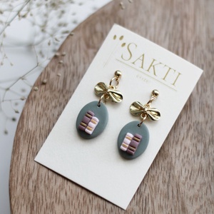 Könyves függő fülbevaló masnival - ékszer - fülbevaló - lógó fülbevaló - Meska.hu