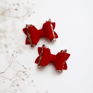 Piros bársony, glitteres hajcsat - Meska.hu