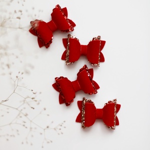 Piros bársony, glitteres hajcsat - ruha & divat - hajdísz & hajcsat - hajcsat & hajtű - Meska.hu