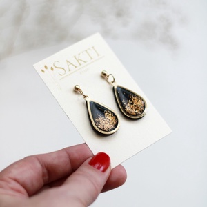 fekete-arany függő fülbevaló - Meska.hu