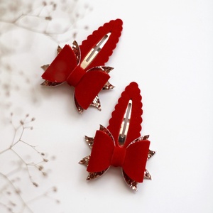 Piros bársony és arany glitteres szövet csat  - Meska.hu