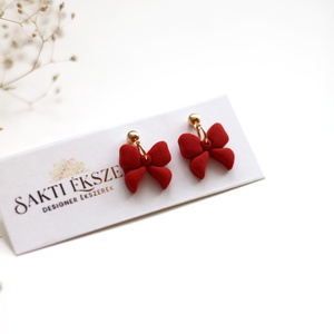 Pici piros masni fülbevaló, Ékszer, Fülbevaló, Pötty fülbevaló, Ékszerkészítés, Gyurma, MESKA