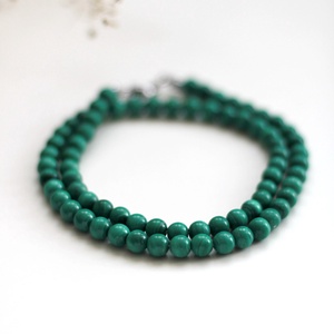 Malachit nyaklánc 6mm-es ásványékszer, nyaklánc - Meska.hu