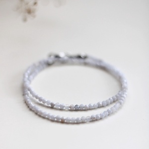 Kalcedon nyaklánc 3mm-es fazettált, ásványékszer - Meska.hu