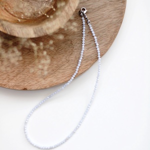 Kalcedon nyaklánc 3mm-es fazettált, ásványékszer - ékszer - nyaklánc - gyöngyös nyaklánc - Meska.hu