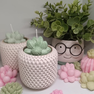 Szójaviasz gyertya gipsz kaspóban, Otthon & Életmód, Gyertya, illat, aroma, Gyertya, Gipszöntés, Gyertya-, mécseskészítés, MESKA