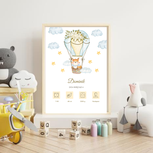 Egyedi rókás babaköszöntő plakát - művészet - grafika & illusztráció - digitális - Meska.hu