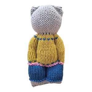 Kézzel kötött szürke cica - játék & sport - plüssállat & játékfigura - cica - Meska.hu