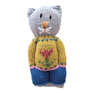 Kézzel kötött szürke cica, Játék & Sport, Plüssállat & Játékfigura, Cica, Kötés, Hímzés, MESKA