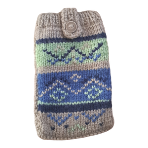 Beige- kék- világoszöld kötött, hímzett telefontok, Táska & Tok, Pénztárca & Más tok, Telefontok, Kötés, Hímzés, MESKA