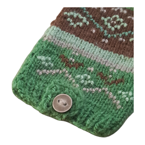 Zöld- barna- beige kötött, hímzett telefontok - táska & tok - pénztárca & más tok - telefontok - Meska.hu