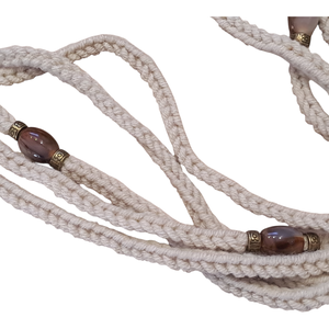 Beige horgolt nyaklánc  gyöngyökkel., Ékszer, Nyaklánc, Gyöngyös nyaklánc, Horgolás, Gyöngyfűzés, gyöngyhímzés, MESKA