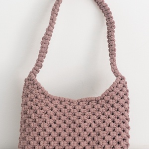 Mályva / szürkéslila makramé hobo kistáska/ minibag, válltáska - táska & tok - kézitáska & válltáska - válltáska - Meska.hu