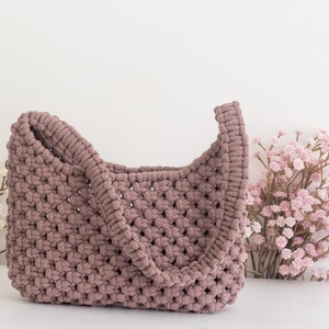 Mályva / szürkéslila makramé hobo kistáska/ minibag, válltáska - táska & tok - kézitáska & válltáska - válltáska - Meska.hu
