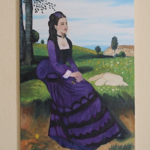 A lila ruhás nő, (tanulmány), Művészet, Festmény, Olajfestmény, Festészet, MESKA