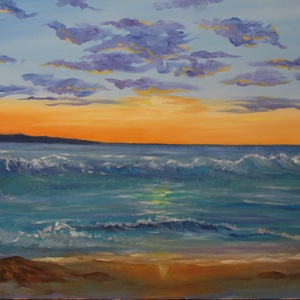 Tenger, Naplemente, Művészet, Festmény, Olajfestmény, Festészet, MESKA