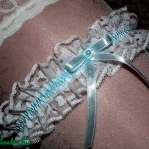 Kék fehér menyasszonyi combcsipke, méretre készíteve -  - Meska.hu