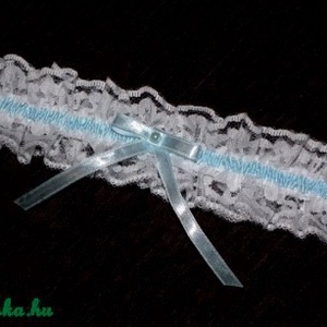 Kék fehér menyasszonyi combcsipke, méretre készíteve -  - Meska.hu
